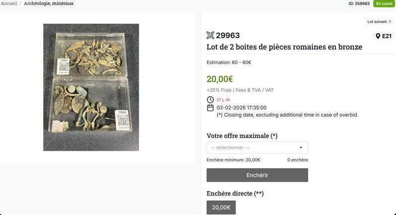 Communiqu&eacute; de presse &ndash; Vente d&rsquo;objets arch&eacute;ologiques : la salle des ventes Rops, un exemple illustrant les d&eacute;fis du march&eacute; et un appel lanc&eacute; au respect des bonnes pratiques professionnelles (9 janvier 2026)