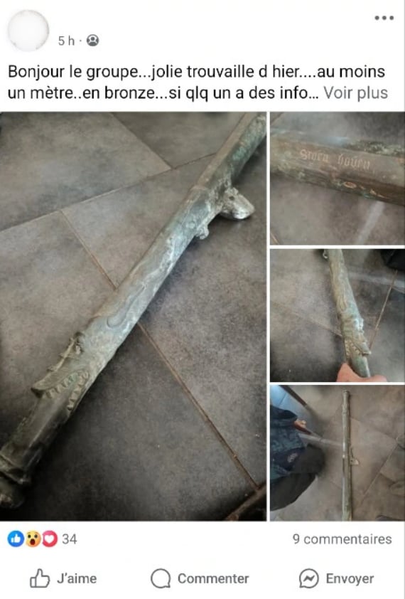 France &ndash; Pillage au d&eacute;tecteur de m&eacute;taux : trois haquebutes du XVIᵉ si&egrave;cle restitu&eacute;es apr&egrave;s une publication sur les r&eacute;seaux sociaux